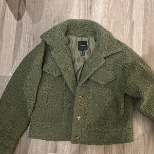 Green fleece teddy jacket